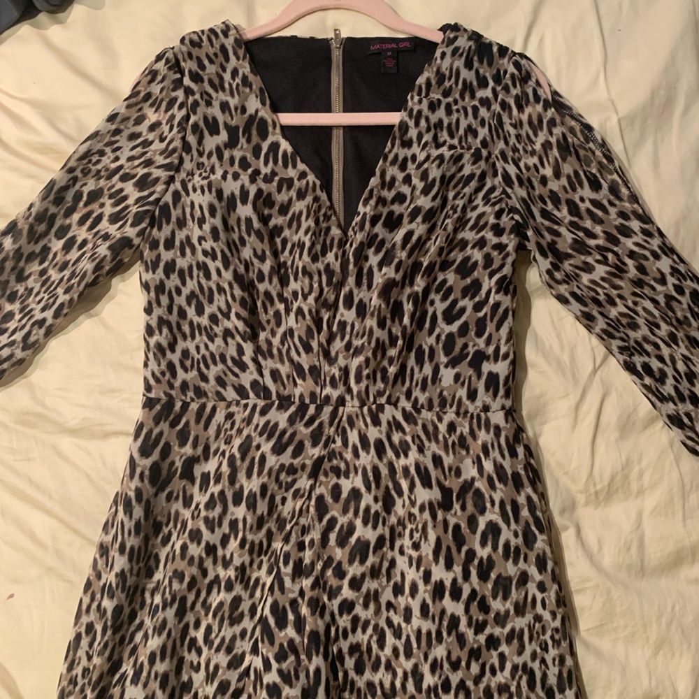 leopard print romper with flared skirt